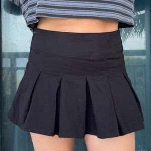 Black Pleated Mini Skirt